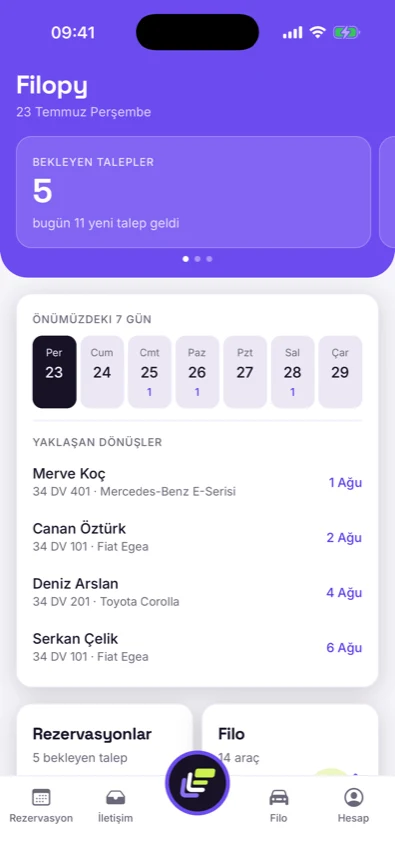 Filopy mobile — home screen
